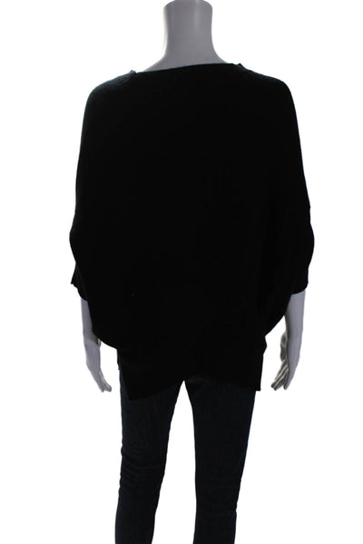 Shae Studio Womens 3/4 Sleeve Round Neck Oversized Cashmere Sweater Black Small