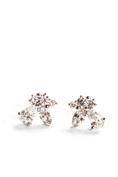 Designer Womens 14K White Gold 0.80ct Lab Created Diamond Cluster Stud Earrings