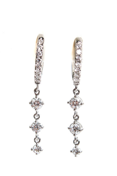 Designer Womens 14K White Gold 0.50ct Lab Created Diamond Dangle Huggie Earrings