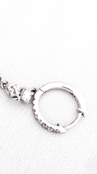 Designer Womens 14K White Gold 0.50ct Lab Created Diamond Dangle Huggie Earrings