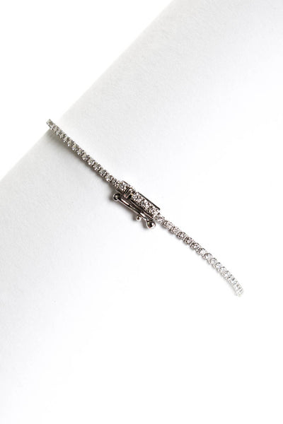 Designer Womens 14K White Gold  Lab Created Diamond 1.25ct Micro Tennis Bracelet