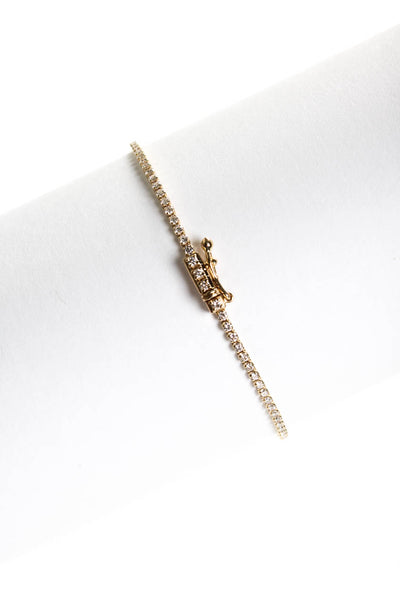 Designer Womens 14K Yellow Gold 1.25ct Lab Created Diamond Micro Tennis Bracelet