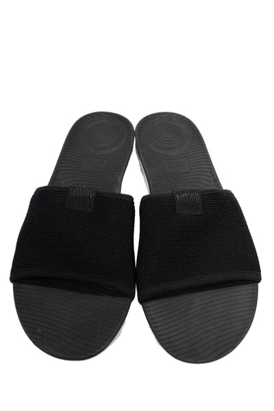 FitFlop Womens Open Toe Slip On Casual Slides Black Size 8