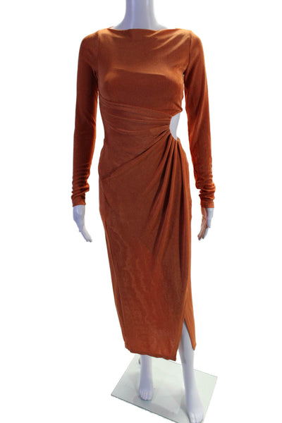 Significant Other Women's Long Sleeves Cut-Outs Wrap Maxi Dress Orange Size 2