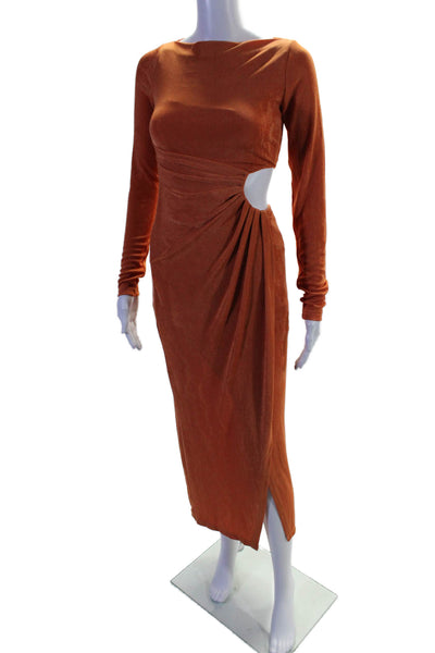 Significant Other Women's Long Sleeves Cut-Outs Wrap Maxi Dress Orange Size 2