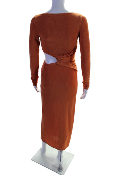 Significant Other Women's Long Sleeves Cut-Outs Wrap Maxi Dress Orange Size 2