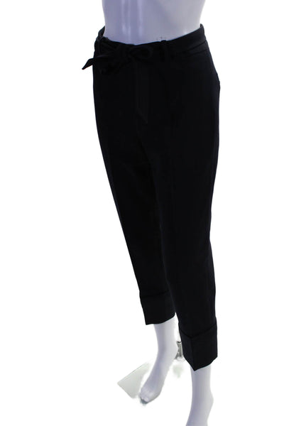 Club Monaco Women's Hook Closure Belted Straight Leg Pants Black Size 0
