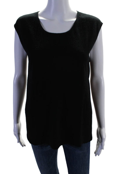 Neiman Marcus Womens Cashmere Sleeveless Scoop Neck Blouse Black Size M