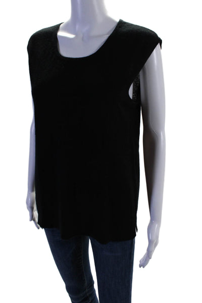 Neiman Marcus Womens Cashmere Sleeveless Scoop Neck Blouse Black Size M