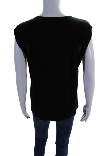 Neiman Marcus Womens Cashmere Sleeveless Scoop Neck Blouse Black Size M