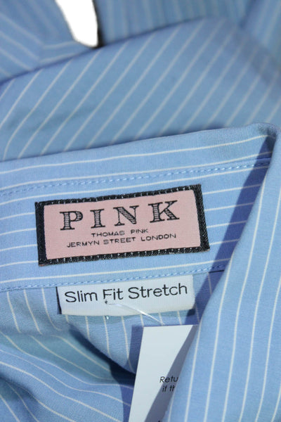 Pink Womens Long Sleeve Collared Button Down Striped Shirt Blue Size 6