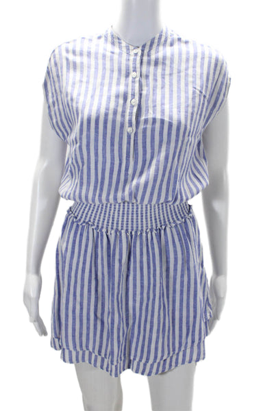 Rails Womens Striped Half Button A Line Dress Blue White Size Extra Small