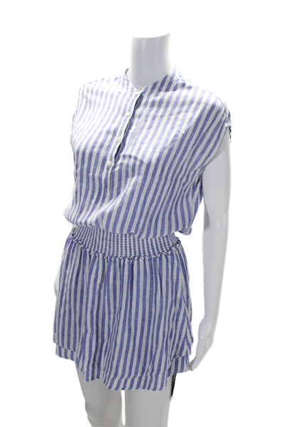 Rails Womens Striped Half Button A Line Dress Blue White Size Extra Small