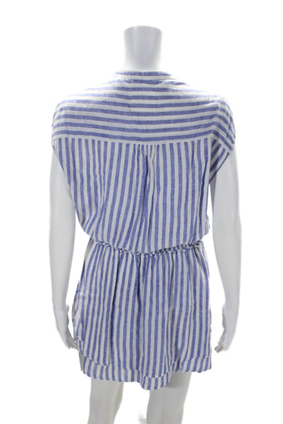 Rails Womens Striped Half Button A Line Dress Blue White Size Extra Small