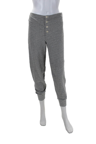 The Great Womens Cotton Fleece Button Cuff Bottom Sweatpants Gray Size 01