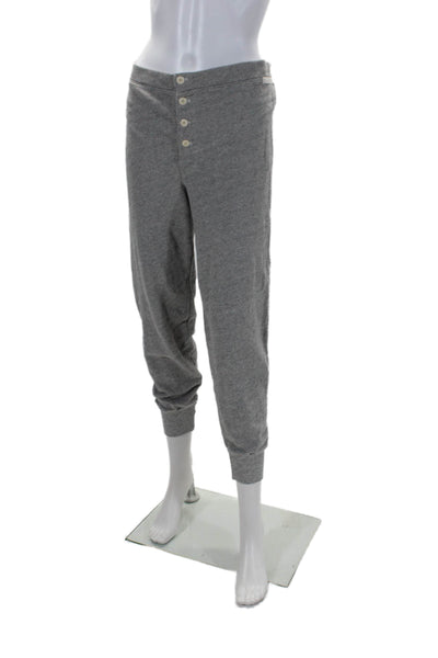 The Great Womens Cotton Fleece Button Cuff Bottom Sweatpants Gray Size 01