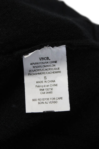 Vince Womens Round Neck Low Back Batwing Long Sleeve Sweater Black Size S