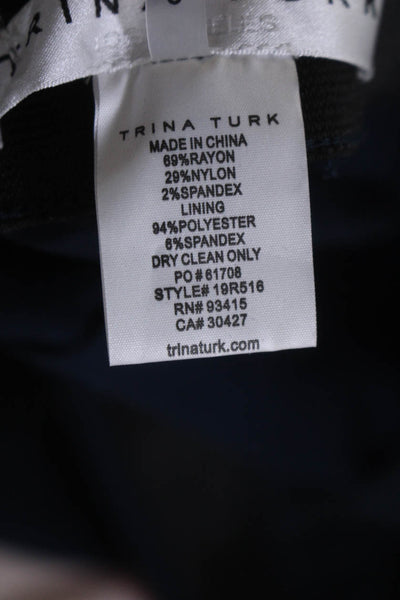 Trina Turk Womens Elastic Waist Pleated Lined Tapered Trousers Navy Size 0