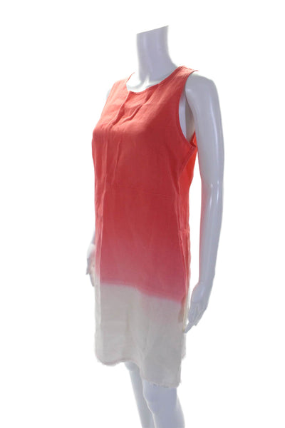 Amici Womens Linen High Neck Sleeveless Ombre Sunset Slip Dress Orange Size XS