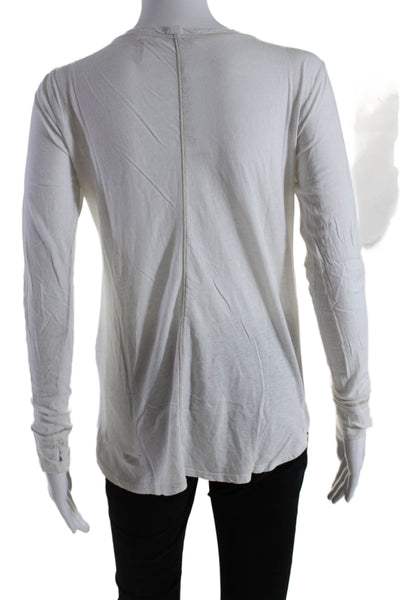 Helmut Lang Womens Cotton Long Sleeve Round Neck Fitted Top White Size XS