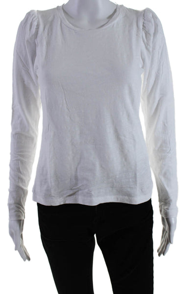 The Westside Womens Cotton Long Sleeve Round Neck Basic Top White Size S