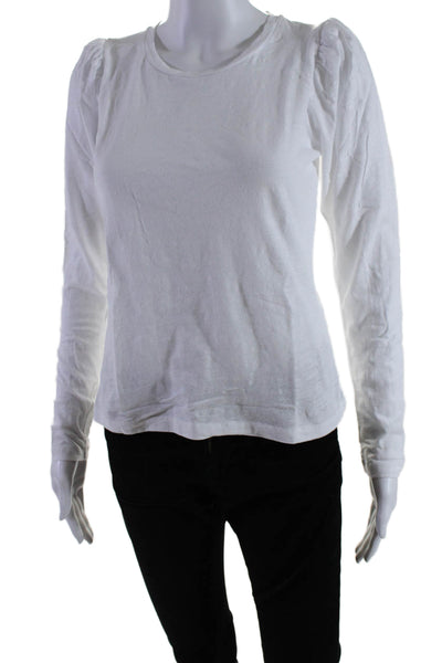 The Westside Womens Cotton Long Sleeve Round Neck Basic Top White Size S