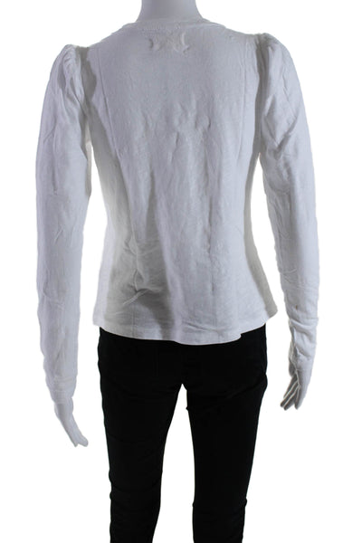 The Westside Womens Cotton Long Sleeve Round Neck Basic Top White Size S