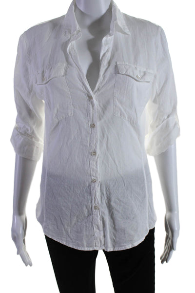 Standard James Perse Womens Cotton Collared Button Up Blouse Top White Size 3