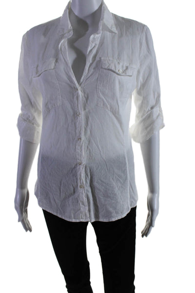 Standard James Perse Womens Cotton Collared Button Up Blouse Top White Size 3