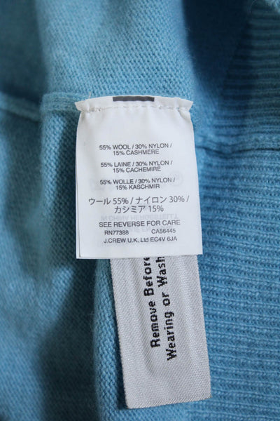 J Crew Womens Wool Blend Knit V-Neck Button Up Cardigan Sweater Blue Size XS