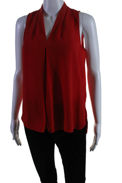 Vince Camuto Women's V-Neck Sleeveless High Low Hem Blouse Red XS