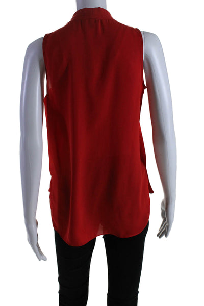 Vince Camuto Women's V-Neck Sleeveless High Low Hem Blouse Red XS