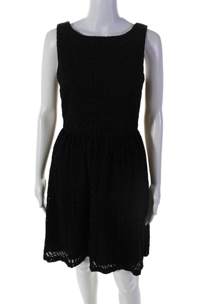 Trina Turk Womens Black Cotton Eyelet Crew Neck Sleeveless Shift Dress Size 4