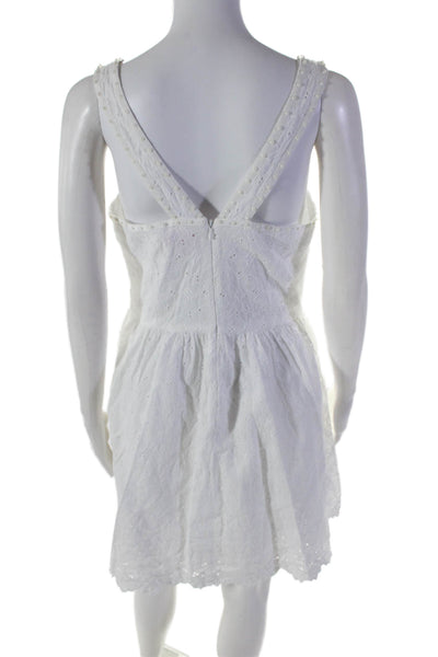 Lilly Pulitzer Womens White Floral Eyelet Faux Pearl Detail Shift Dress Size 6
