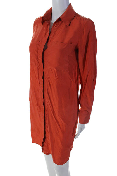 Michael Michael Kors Women's Long Sleeves Button Down Shirt Dress Orange Size XS