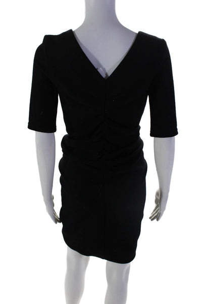 Obakki Women's V-Neck Short Sleeves Cinch Fitted Mini Dress Black Size 6