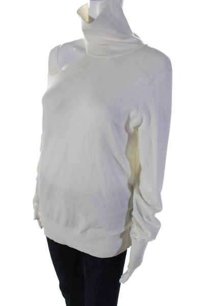 L'Agence Women's Turtleneck Cut-Outs Long Sleeves Sweater Cream Size S