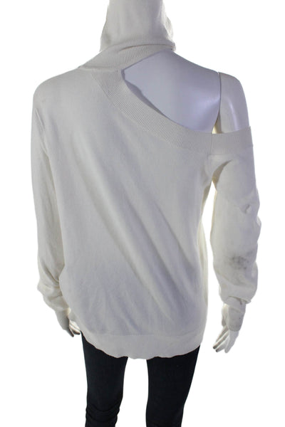 L'Agence Women's Turtleneck Cut-Outs Long Sleeves Sweater Cream Size S