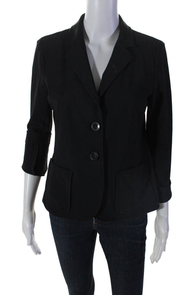 Ameliora Women's Collared Long Sleeves Two Button Jacket Black Size S