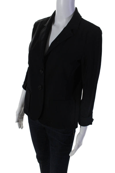 Ameliora Women's Collared Long Sleeves Two Button Jacket Black Size S