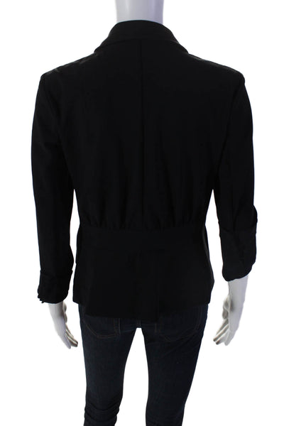 Ameliora Women's Collared Long Sleeves Two Button Jacket Black Size S