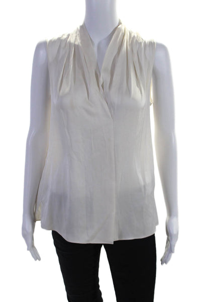 Kobi Halperin Women's V-Neck Sleeveless Slit Hem Blouse Cream Size S