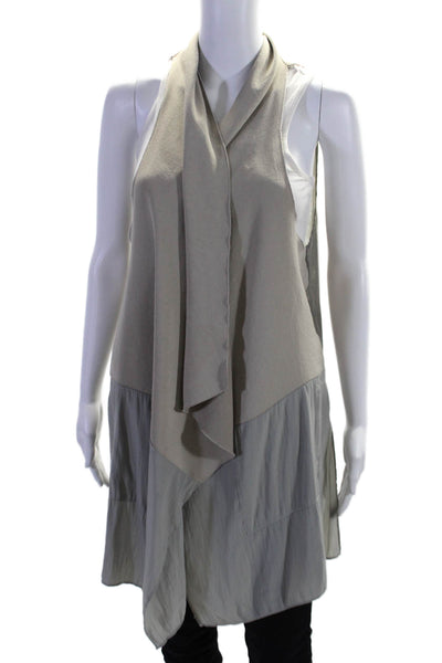 Lola & Sophie Women's Round Neck Sleeveless Open Front Cardigan Gray Size S