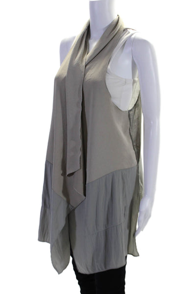 Lola & Sophie Women's Round Neck Sleeveless Open Front Cardigan Gray Size S