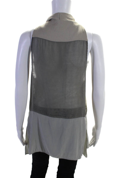 Lola & Sophie Women's Round Neck Sleeveless Open Front Cardigan Gray Size S