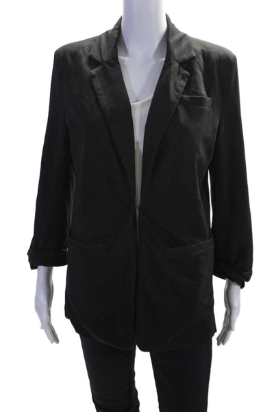 Ellison Women's Collared Long Sleeves Lined Pockets Jacket Black Size S