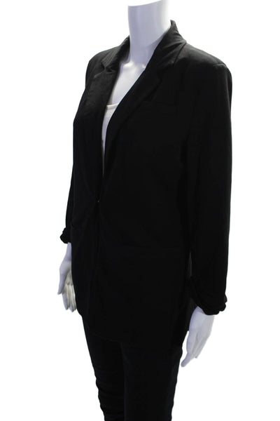 Ellison Women's Collared Long Sleeves Lined Pockets Jacket Black Size S