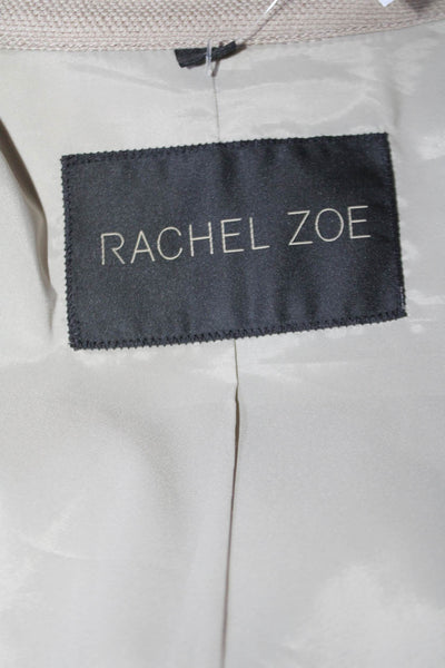 Rachel Zoe Womens Belted Collared Long Sleeve Button Up Longline Coat Tan Size 4