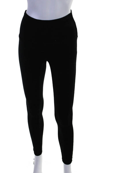 Spanx Womens Stretch Velvet Mid-Rise Ankle Leggings Black Size S