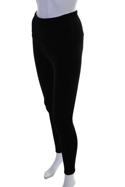 Spanx Womens Stretch Velvet Mid-Rise Ankle Leggings Black Size S